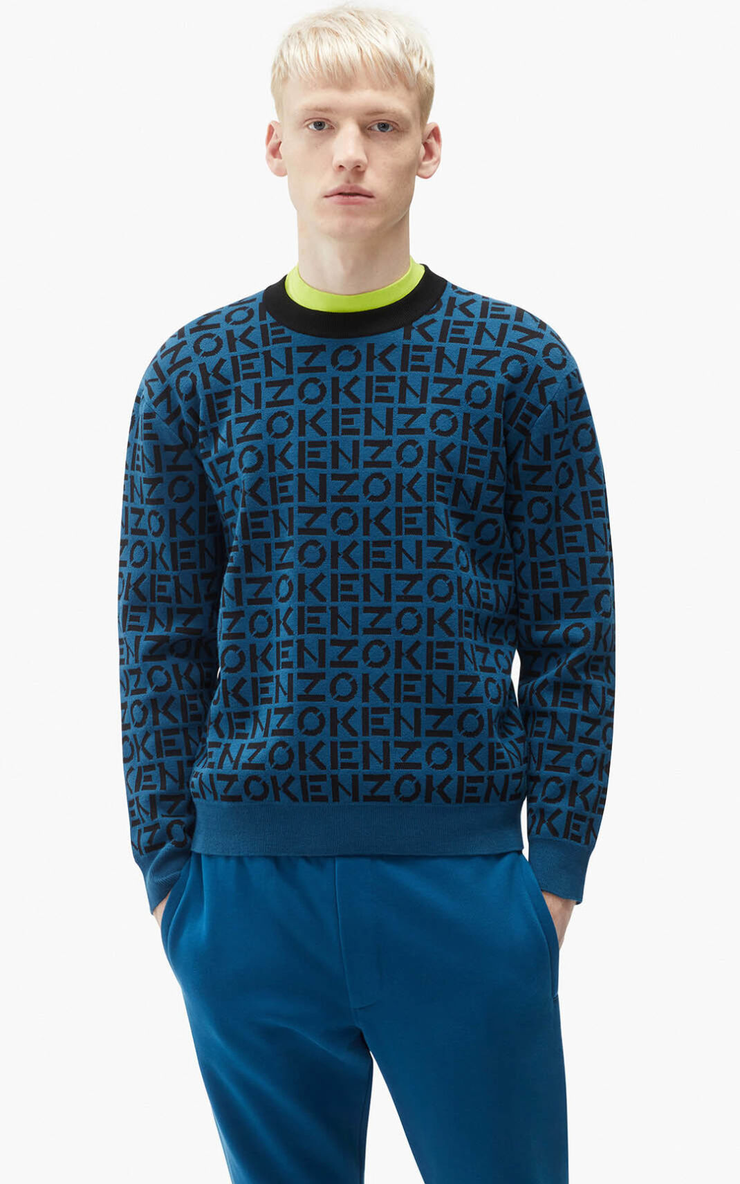 Kenzo Sport monogram Kazak Erkek Koyu Mavi | 3964-RLKNA